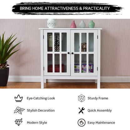 Glass Door Sideboard Console Storage Buffet Cabinet, White Sideboards Cabinets & Buffets at Gallery Canada