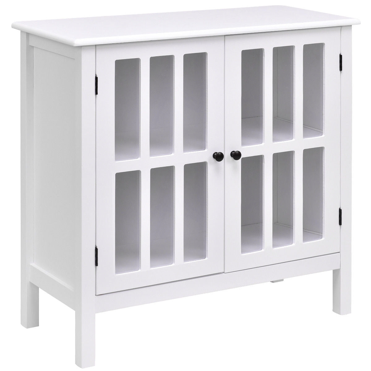 Glass Door Sideboard Console Storage Buffet Cabinet, White Sideboards Cabinets & Buffets White at Gallery Canada