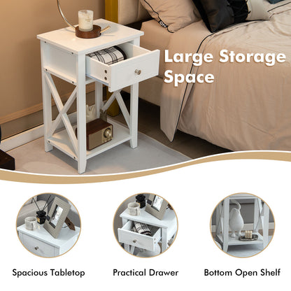 Storage End Bedside Drawer Nightstand, White End & Side Tables at Gallery Canada