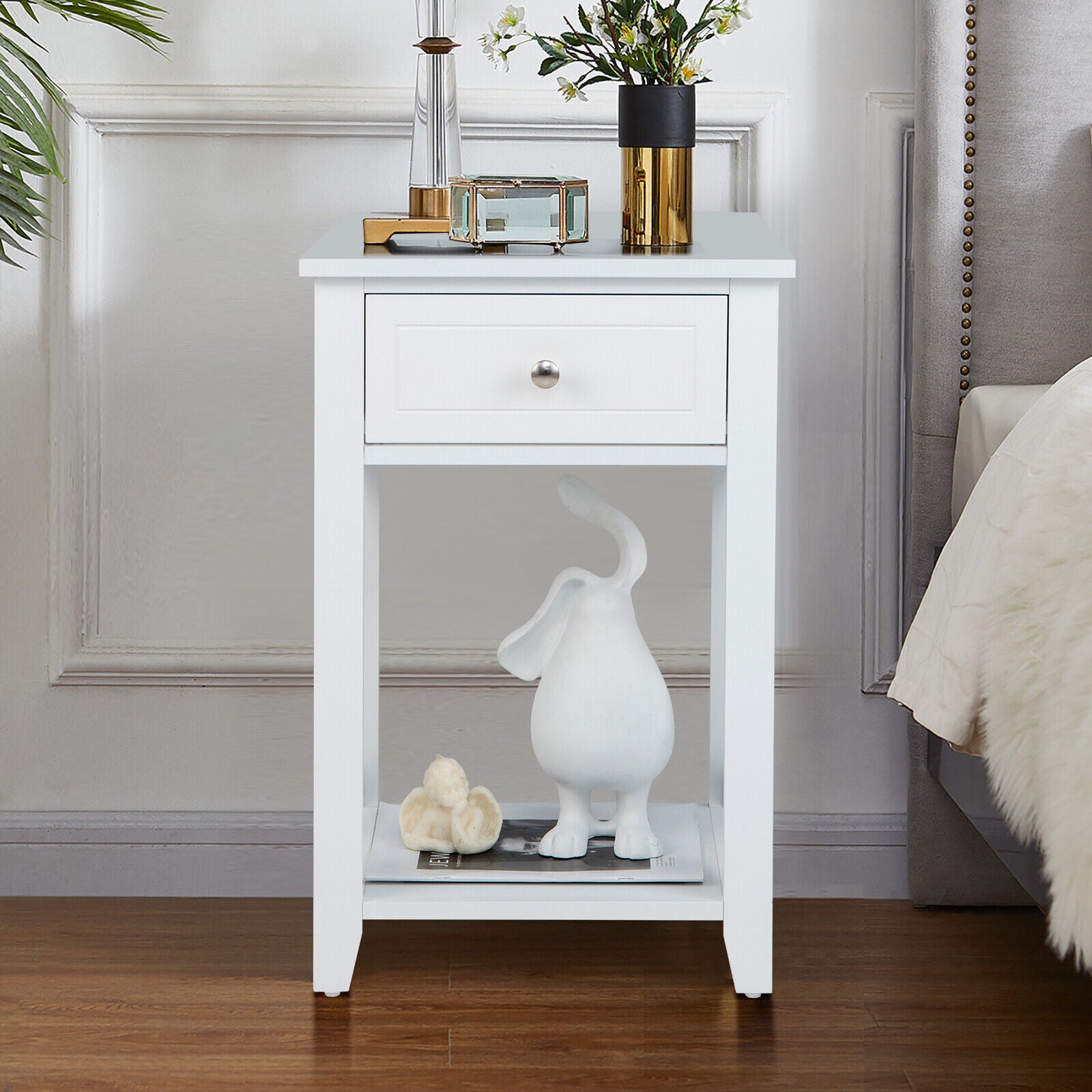 Storage End Bedside Drawer Nightstand, White End & Side Tables at Gallery Canada