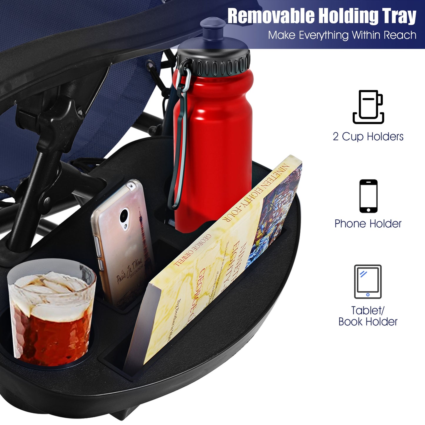 Folding Lounge Chair, Zero Gravity, Navy Beach & Lawn Chairs at Gallery Canada