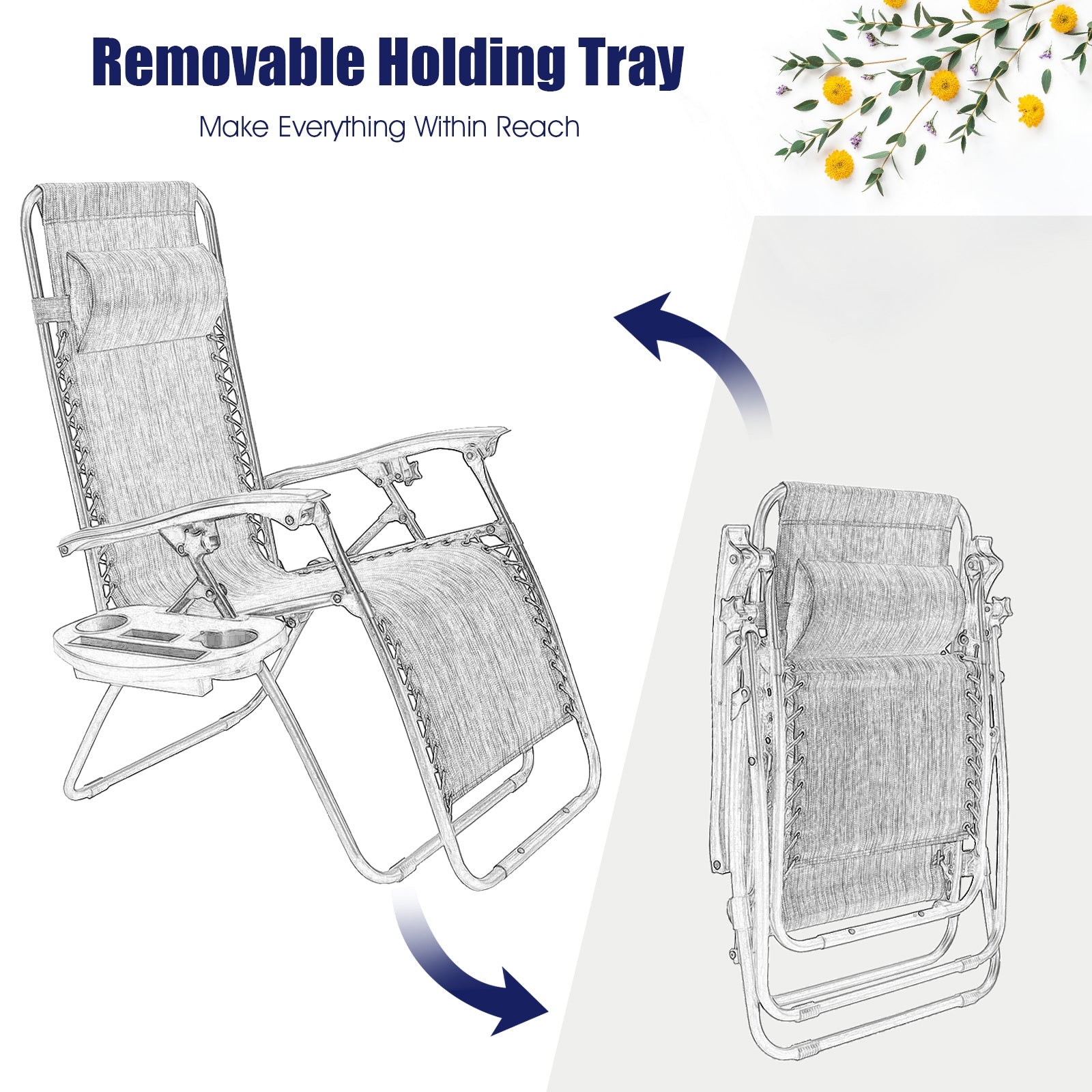 Folding Lounge Chair, Zero Gravity, Navy Beach & Lawn Chairs at Gallery Canada
