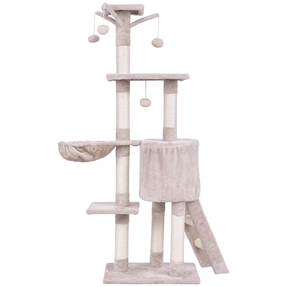 56 Inch Condo Scratching Posts Ladder Cat Play Tree, Beige Cat Trees Condos & Scratchers at Gallery Canada
