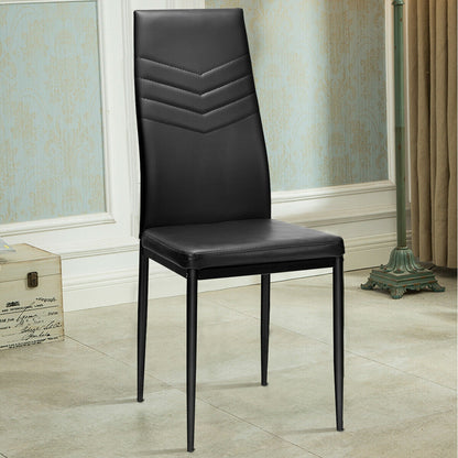 Set of 4 High Back Dining Chairs with PVC Leather and Non-Slip Feet Pads, Black Dining Chairs at Gallery Canada