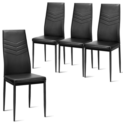 Set of 4 High Back Dining Chairs with PVC Leather and Non-Slip Feet Pads, Black Dining Chairs at Gallery Canada