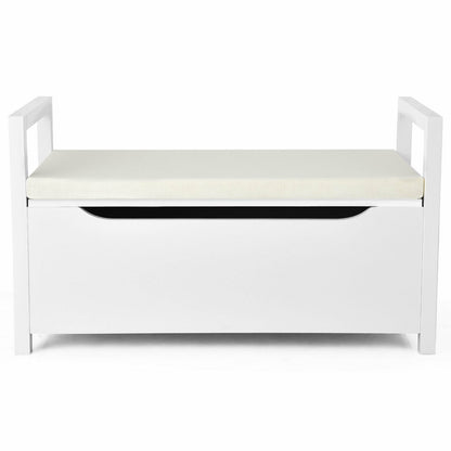 34.5 ×15.5 ×19.5 Inch Shoe Storage Bench, Cushion Seat, White Shoe Racks & Storage Benches at Gallery Canada