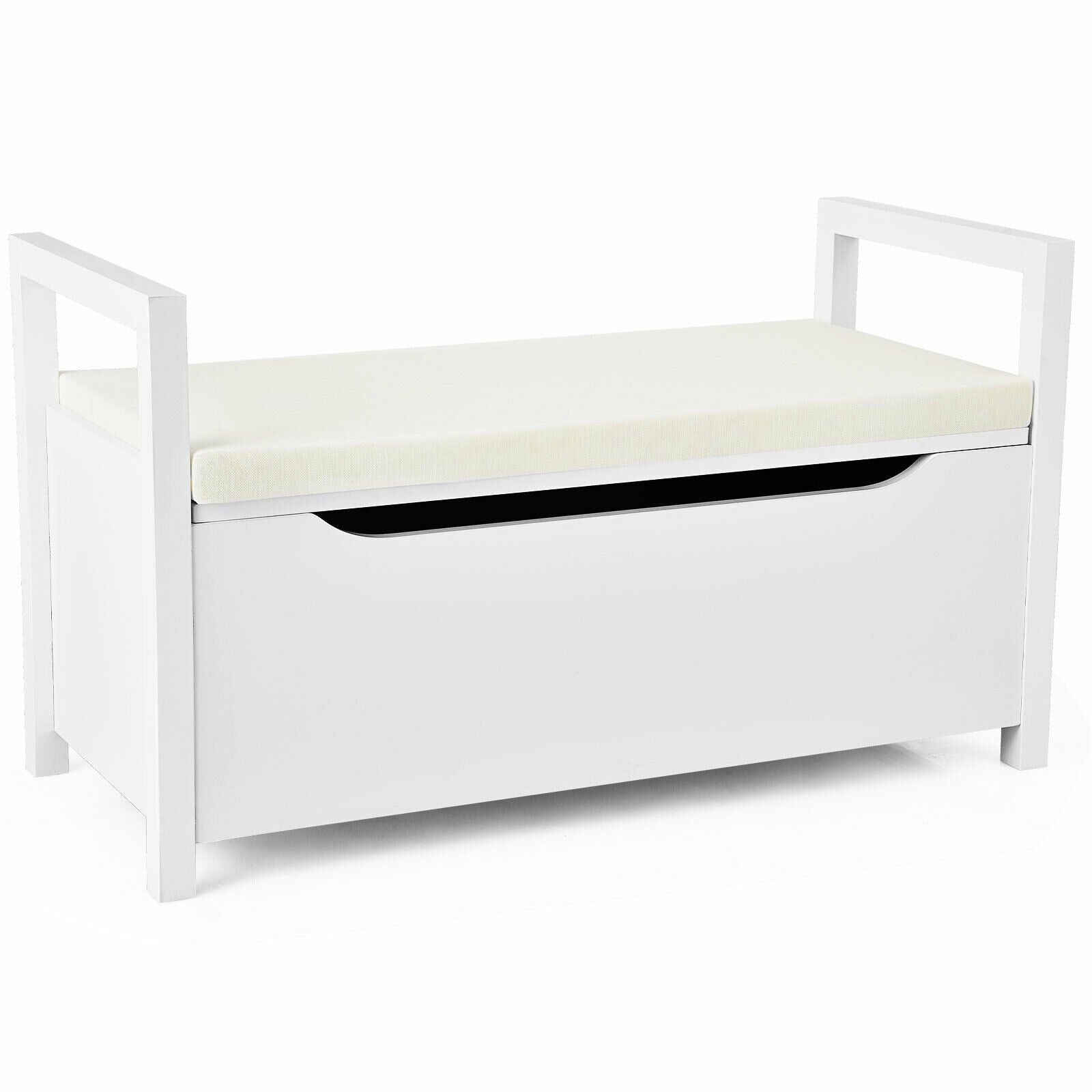 34.5 ×15.5 ×19.5 Inch Shoe Storage Bench, Cushion Seat, White Shoe Racks & Storage Benches at Gallery Canada