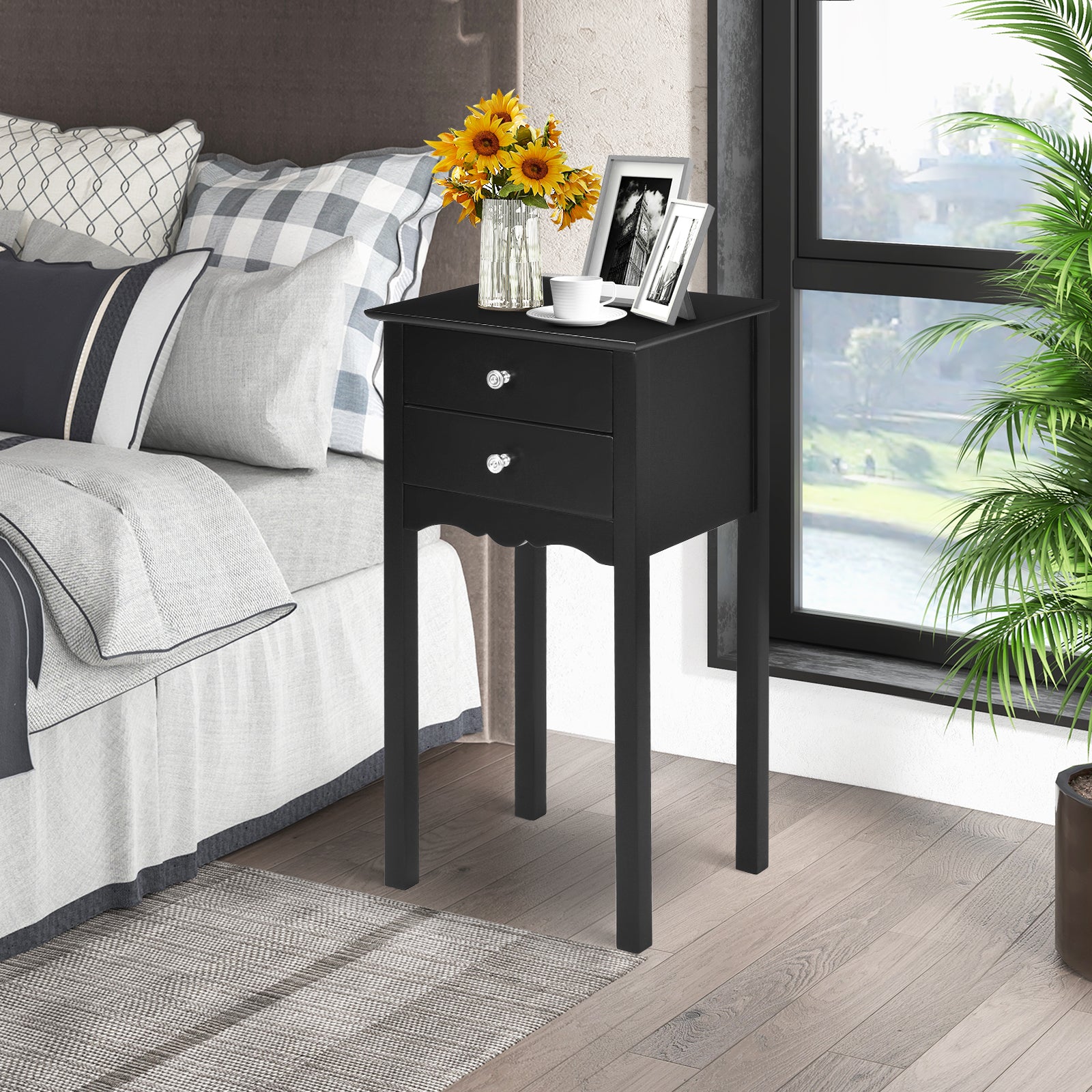 Vintage Side End Table, 2 Drawers, Black End & Side Tables at Gallery Canada
