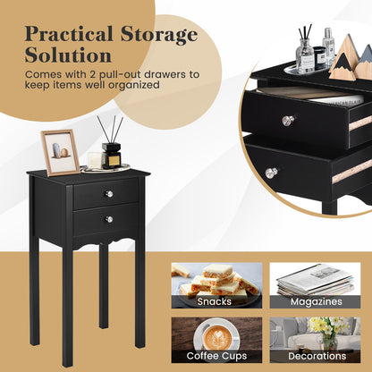 Vintage Side End Table, 2 Drawers, Black End & Side Tables at Gallery Canada