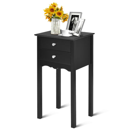Vintage Side End Table, 2 Drawers, Black End & Side Tables at Gallery Canada