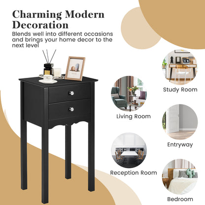Vintage Side End Table, 2 Drawers, Black End & Side Tables at Gallery Canada