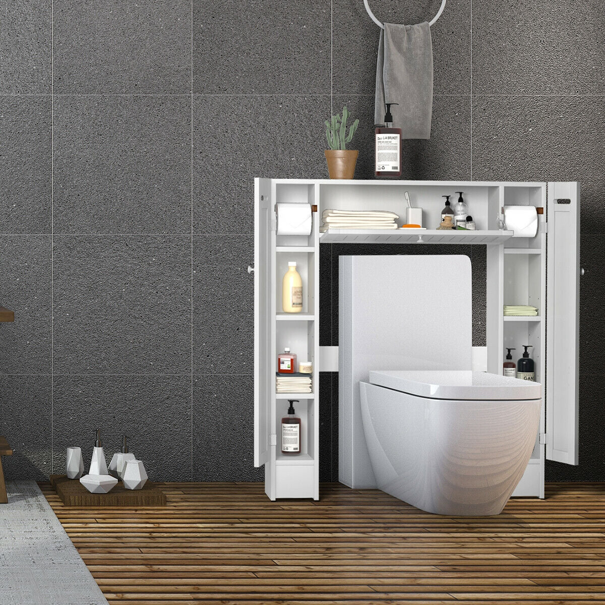 Wooden Over The Toilet Storage Cabinet, White Bathroom Etagere at Gallery Canada