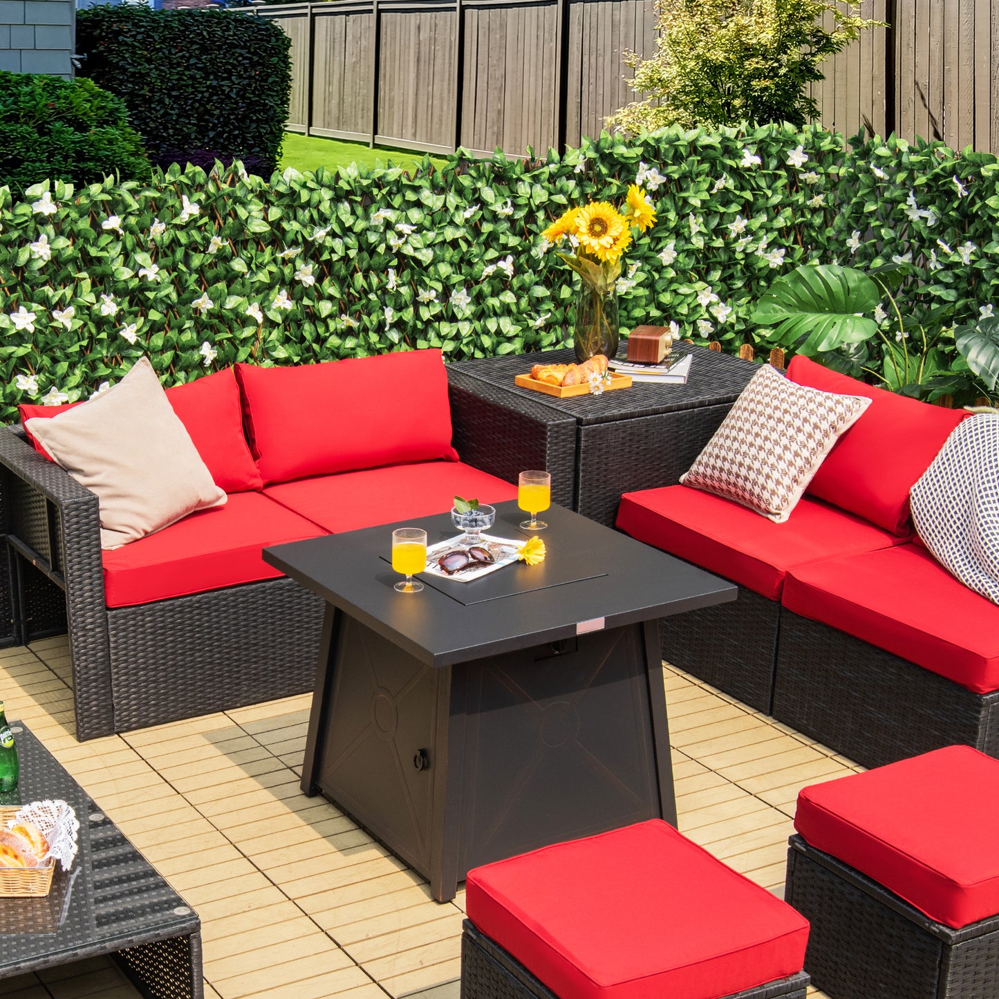 30 Inch Square Propane Gas Fire Table, Waterproof Cover, Black Fire Pits at Gallery Canada