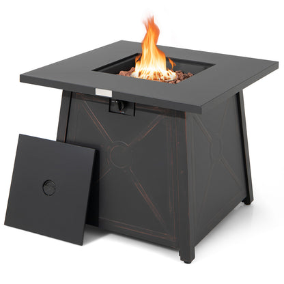 30 Inch Square Propane Gas Fire Table, Waterproof Cover, Black Fire Pits at Gallery Canada