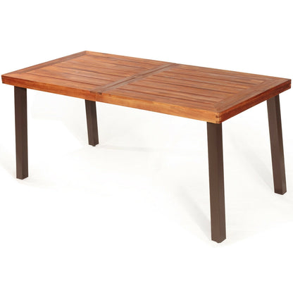 Rectangular Acacia Wood Dining Table, Brown Patio Dining Tables at Gallery Canada