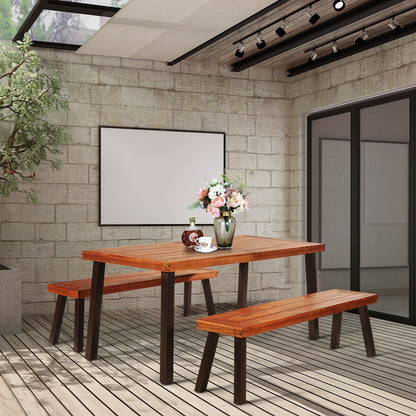 Rectangular Acacia Wood Dining Table, Brown Patio Dining Tables at Gallery Canada