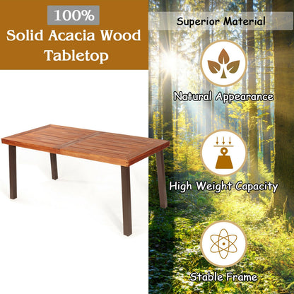 Rectangular Acacia Wood Dining Table, Brown Patio Dining Tables at Gallery Canada