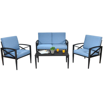 4-Piece Patio Set, Aluminum Frame, Cushioned Sofa, Black Patio Conversation Sets at Gallery Canada
