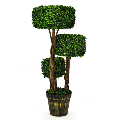 36 Inch Artificial Boxwood Topiary Tree, UV Protected, Indoor Outdoor, Green Faux Plants at Gallery Canada