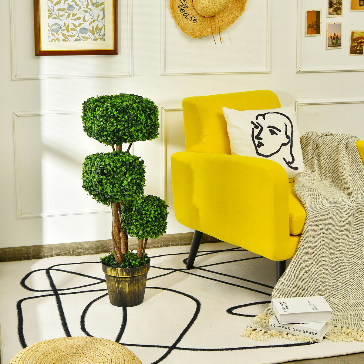 36 Inch Artificial Boxwood Topiary Tree, UV Protected, Indoor Outdoor, Green Faux Plants at Gallery Canada