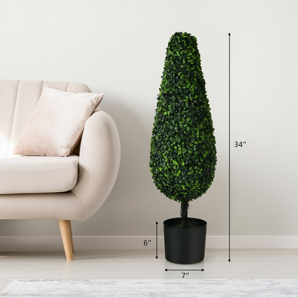 2 Pack 3 Feet Artificial Tower Tree, UV Resistant, Indoor Outdoor, Green Faux Plants at Gallery Canada