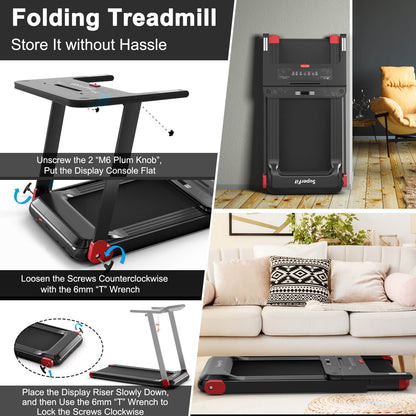Folding Electric Compact Walking Treadmill, Red Treadmills at Gallery Canada