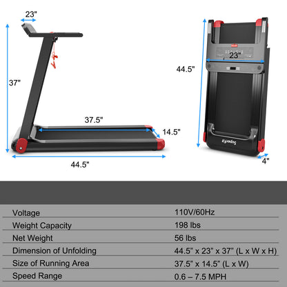 Folding Electric Compact Walking Treadmill, Red Treadmills at Gallery Canada