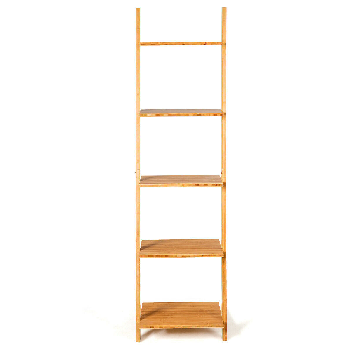 5-Tier Ladder Shelf, Modern Bamboo Leaning Bookshelf, Natural Bookcases at Gallery Canada