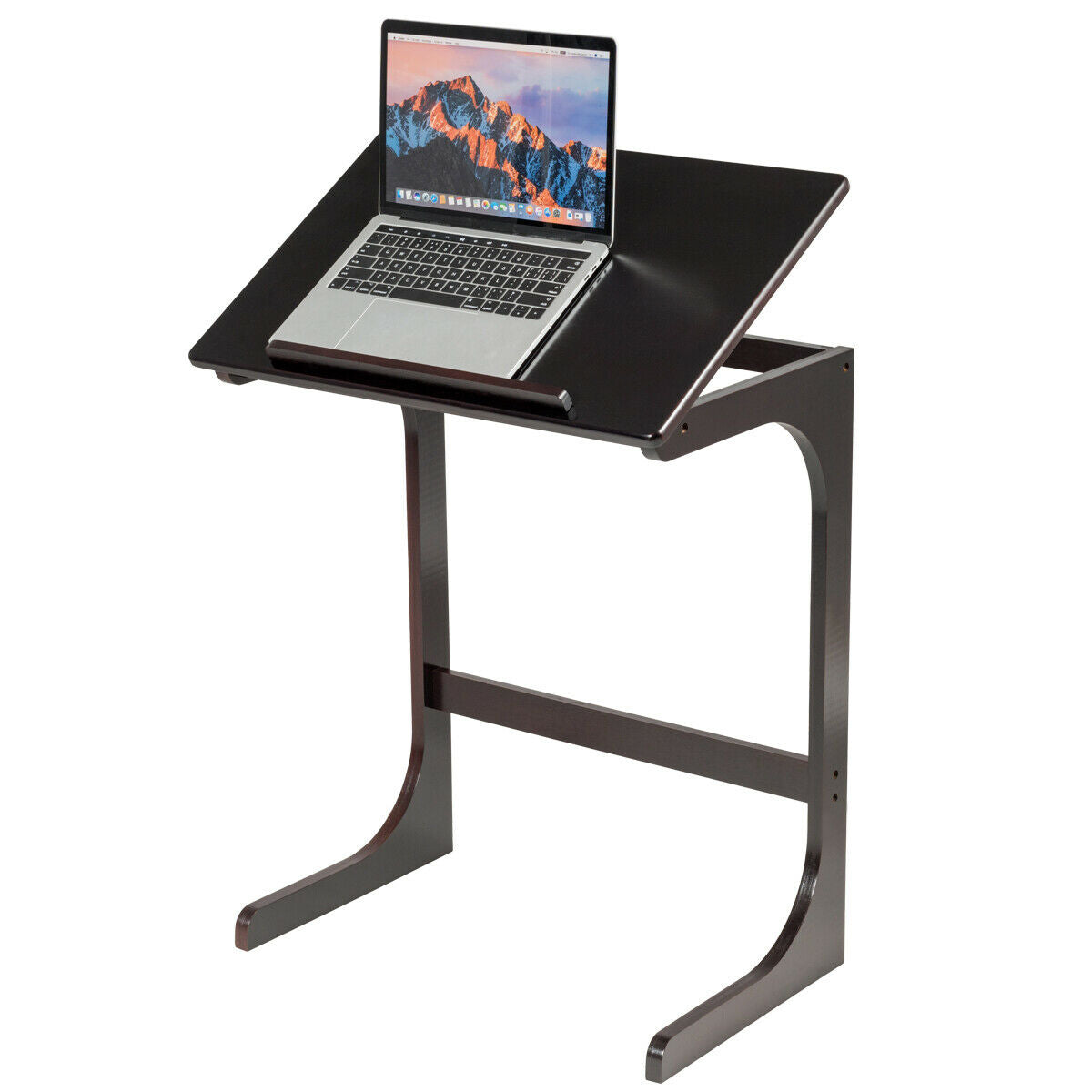 Adjustable C-Shape End Table With Tilting Top, Brown Laptop Tables & Printer Stands at Gallery Canada