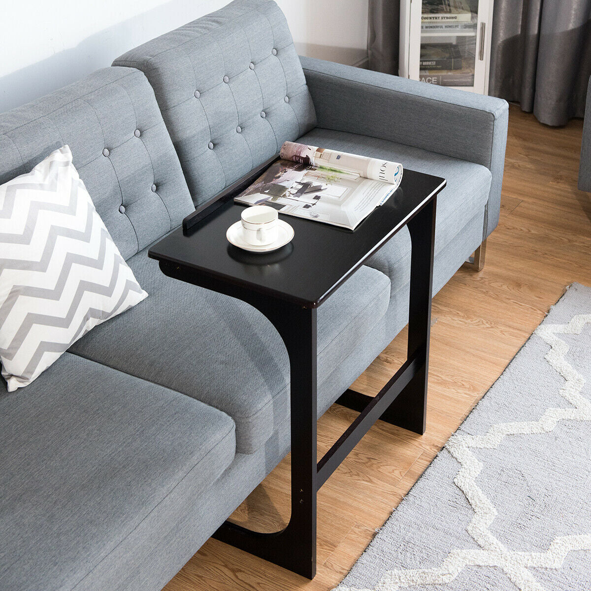 Adjustable C-Shape End Table With Tilting Top, Brown Laptop Tables & Printer Stands at Gallery Canada