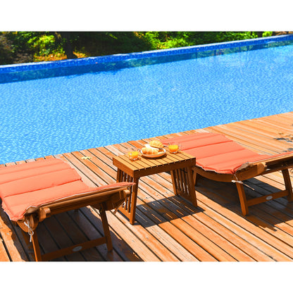 Wooden Folding Patio Lounge Chair Table Set, 3 Pieces, Red Patio Conversation Sets at Gallery Canada