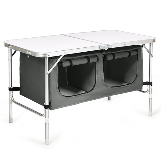 Adjustable Folding Camping Table, Gray Camping Furniture Gray at Gallery Canada