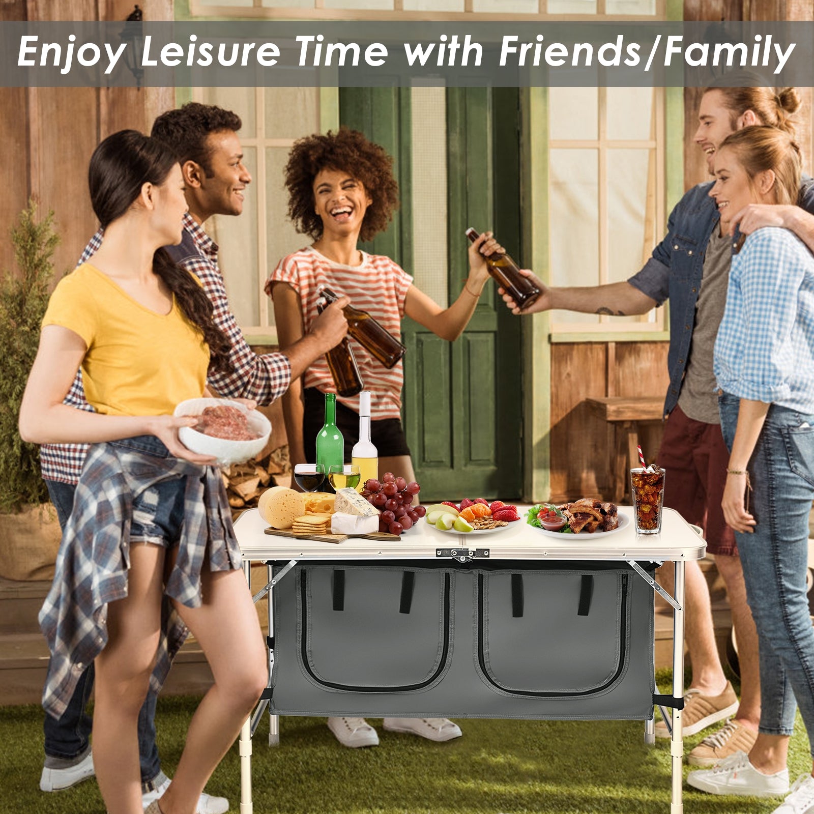 Adjustable Folding Camping Table, Gray Camping Furniture at Gallery Canada