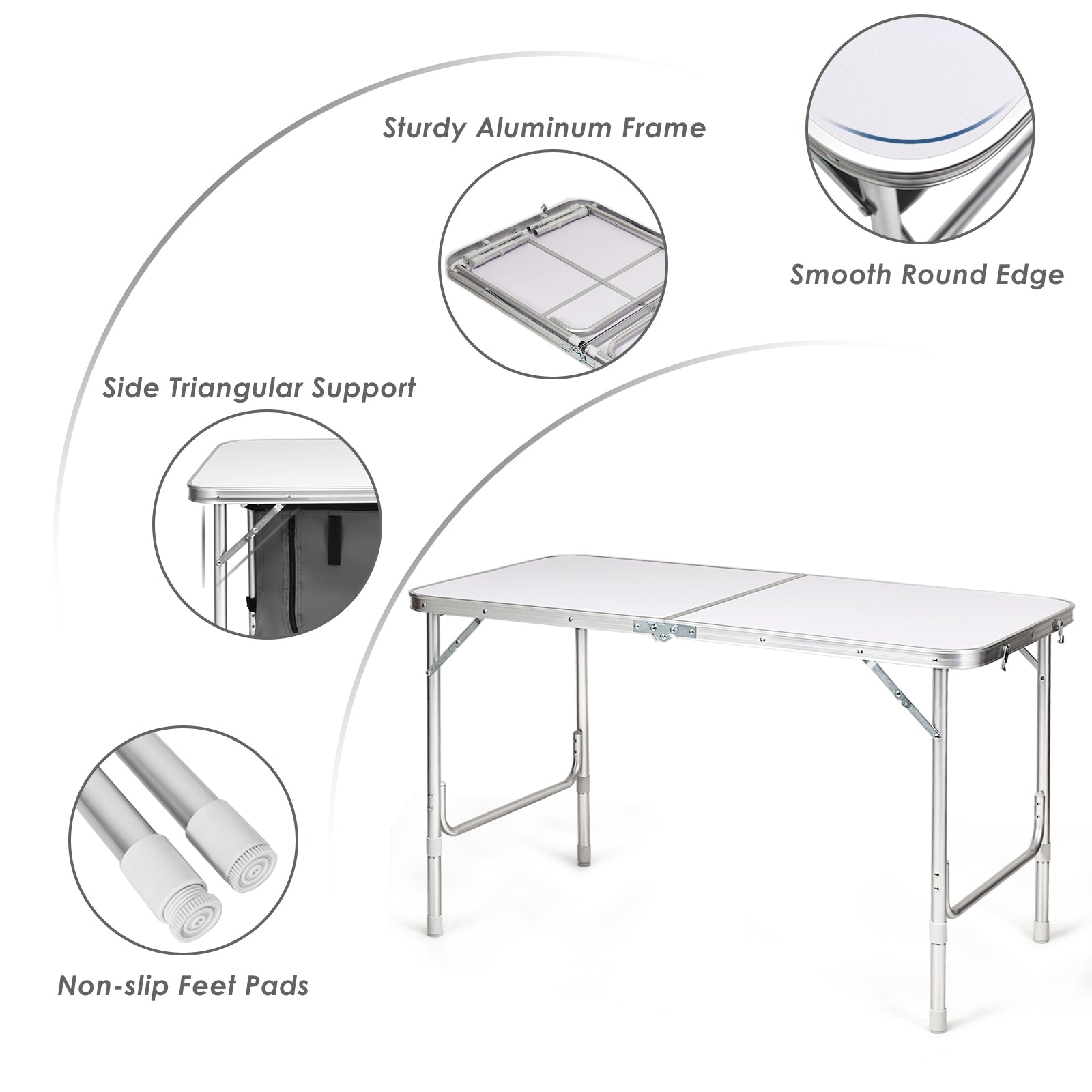 Adjustable Folding Camping Table, Gray Camping Furniture at Gallery Canada