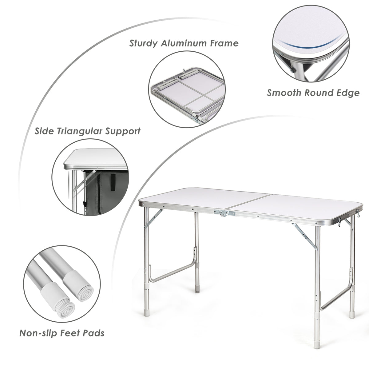 Adjustable Folding Camping Table, Gray Camping Furniture at Gallery Canada