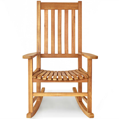 Wooden High Back Rocking Chair, Indoor Outdoor, Natural Patio Rocking Chairs & Gliders at Gallery Canada