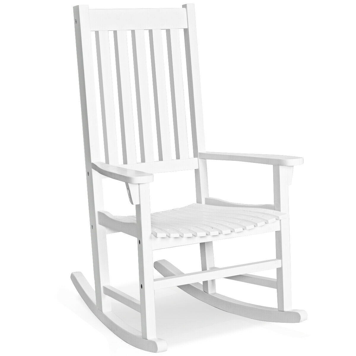 Wooden High Back Rocking Chair, White Patio Rocking Chairs & Gliders at Gallery Canada