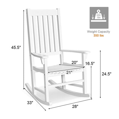 Wooden High Back Rocking Chair, White Patio Rocking Chairs & Gliders at Gallery Canada