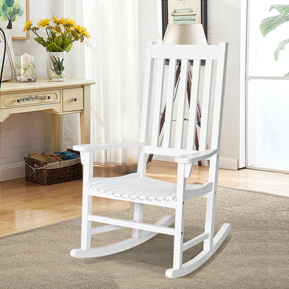 Wooden High Back Rocking Chair, White Patio Rocking Chairs & Gliders at Gallery Canada
