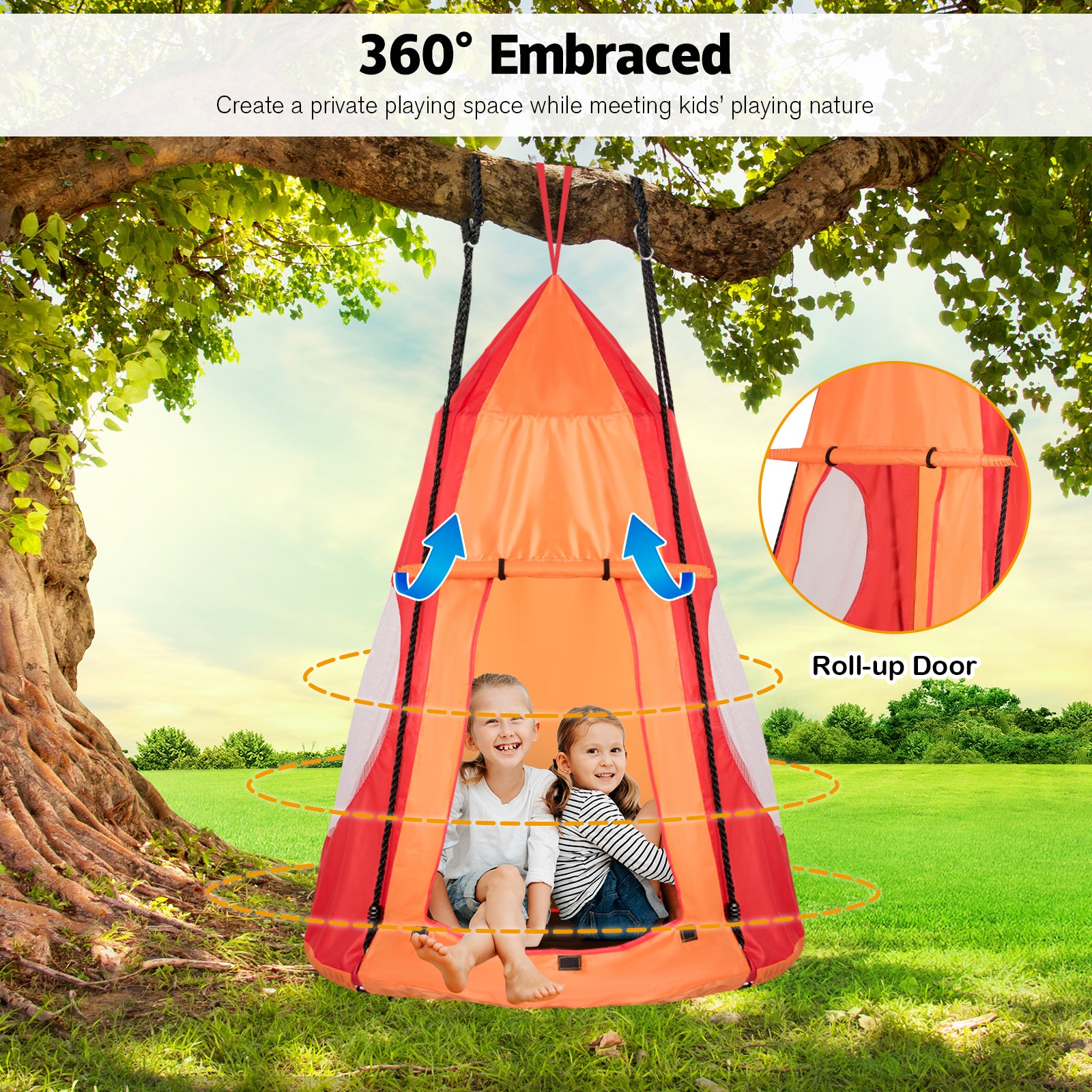 40 Inch Kids Hanging Chair Swing Tent Set, Orange Swing & Playsets at Gallery Canada