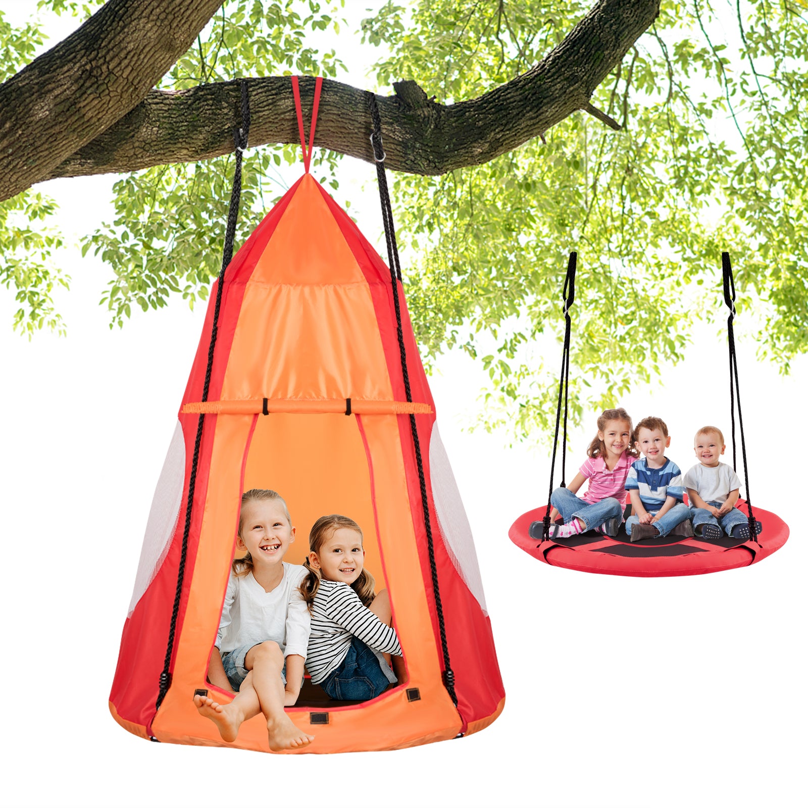 40 Inch Kids Hanging Chair Swing Tent Set, Orange Swing & Playsets at Gallery Canada