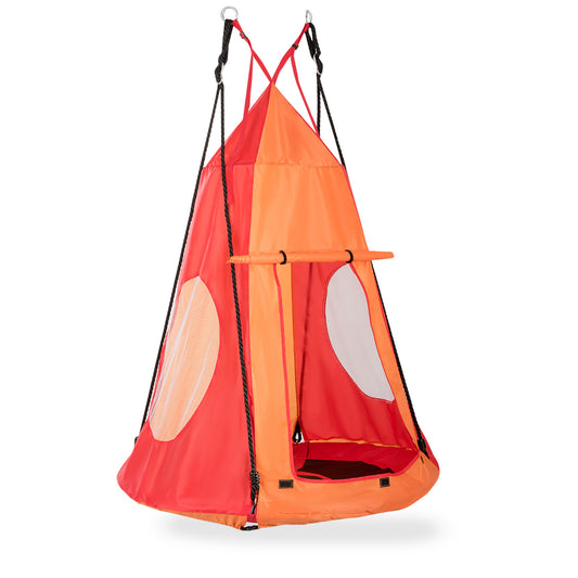 40 Inch Kids Hanging Chair Swing Tent Set, Orange Swing & Playsets Orange at Gallery Canada