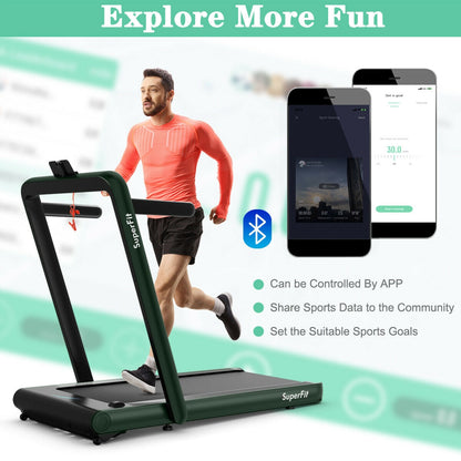 4.75HP 2 In 1 Folding Treadmill, Remote APP Control, Green Treadmills at Gallery Canada