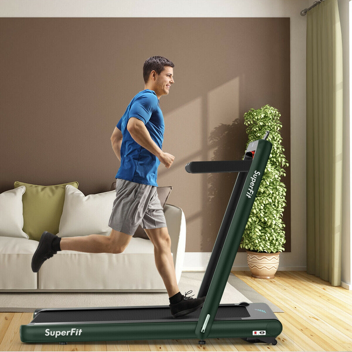 4.75HP 2 In 1 Folding Treadmill, Remote APP Control, Green Treadmills at Gallery Canada