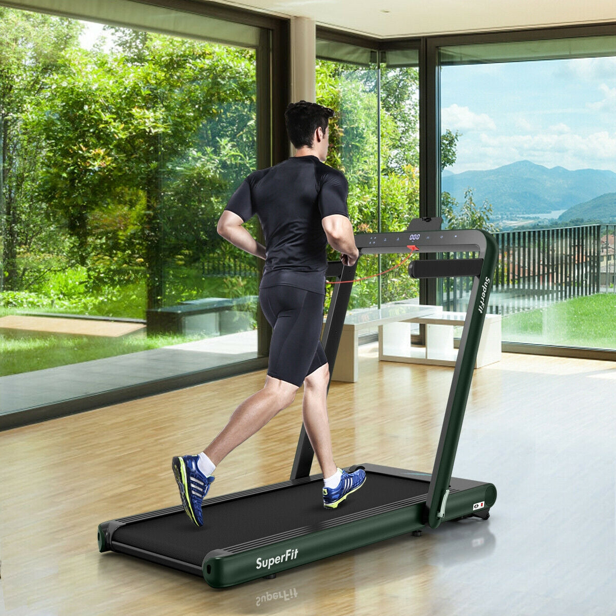 4.75HP 2 In 1 Folding Treadmill, Remote APP Control, Green Treadmills at Gallery Canada
