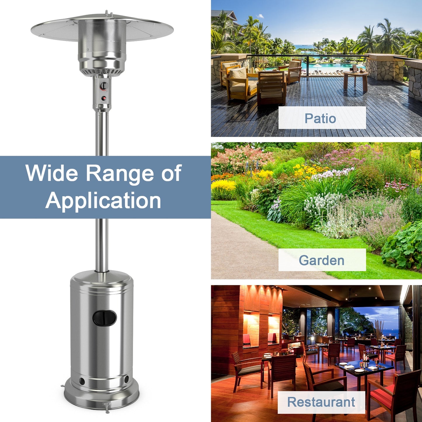 Steel Propane Gas Heater, Silver Patio Heaters at Gallery Canada