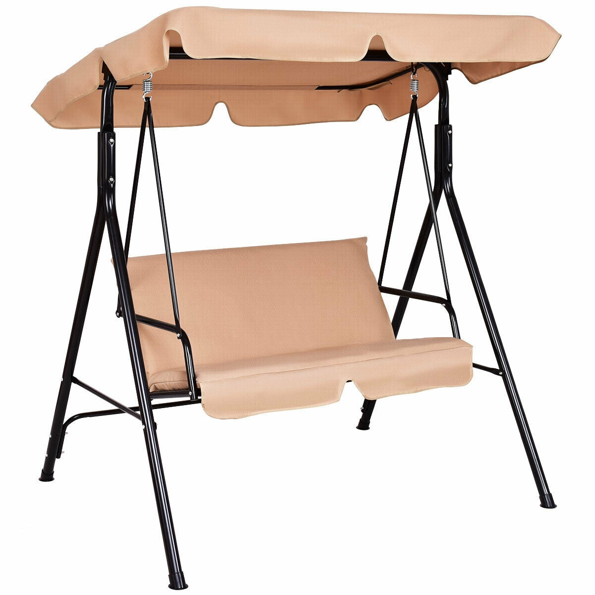 Patio Steel Frame Swing Glider Loveseat, Beige Porch Swings Beige at Gallery Canada