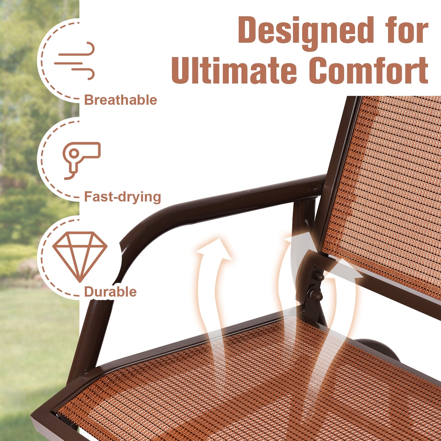 Swing Glider Chair, 48 Inch, Loveseat Rocker Lounge, Brown Patio Rocking Chairs & Gliders at Gallery Canada