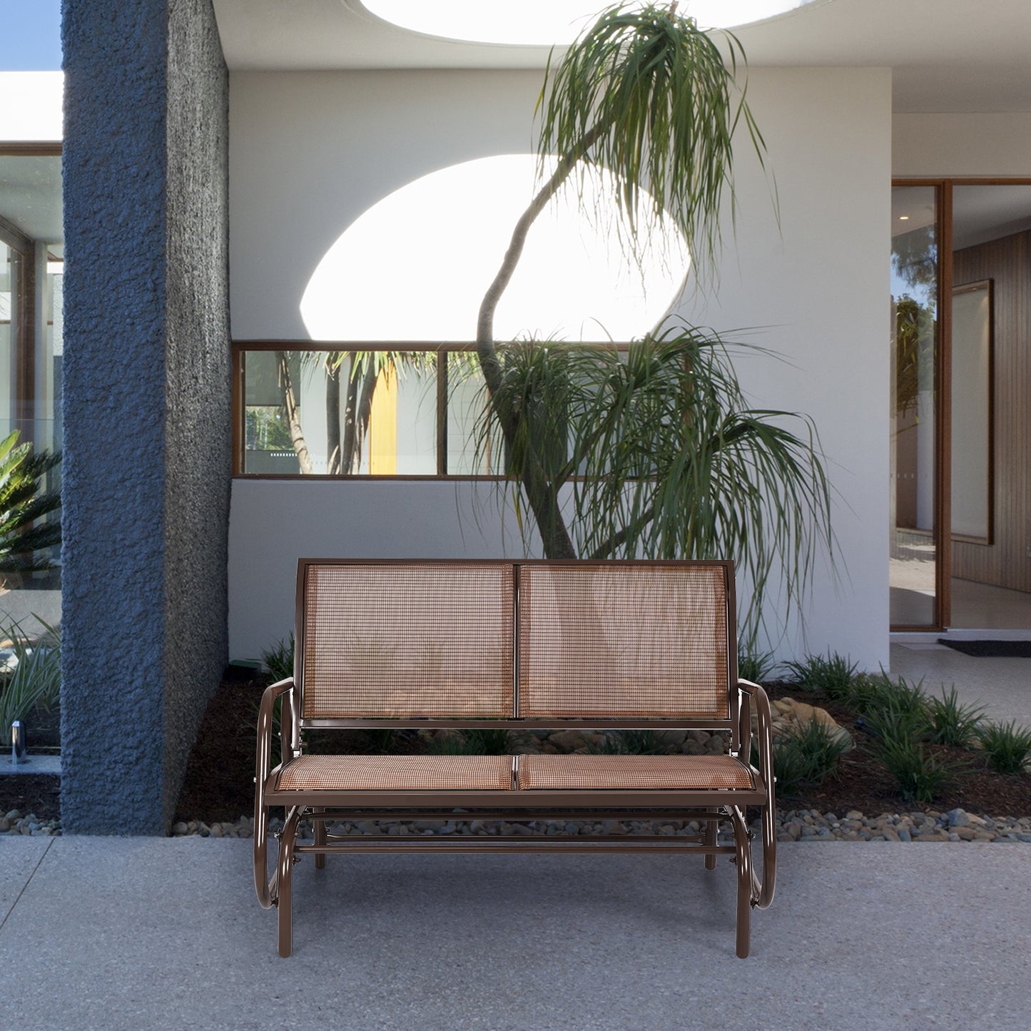 Swing Glider Chair, 48 Inch, Loveseat Rocker Lounge, Brown Patio Rocking Chairs & Gliders at Gallery Canada