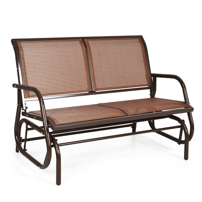 Swing Glider Chair, 48 Inch, Loveseat Rocker Lounge, Brown Patio Rocking Chairs & Gliders Brown at Gallery Canada